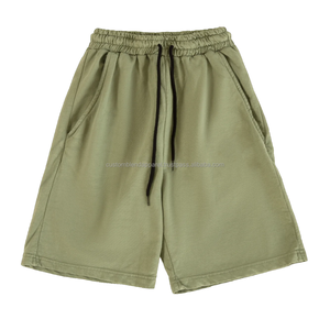 Latest Summer Fashion Casual Men's Solid Custom Designed Knitted 100% Cotton Breathable Mid Waist <b>Shorts</b> Loose Fit Drawstring - Product Image 3