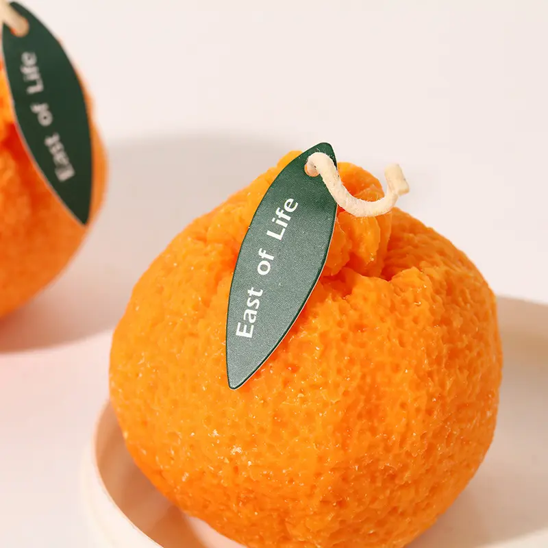 핫 세일 오렌지 모양의 향초 과일 아로마 파라핀 왁스 장식 양초 테이블 사진 소품 생일 선물