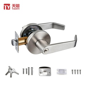 304 Stainless Steel Tubular Lever Lockset Iron Key 60-70mm Adjustable Tubular <b>Latch</b> Handle Security <b>Lock</b> for Kitchen Furniture - Product Image 1