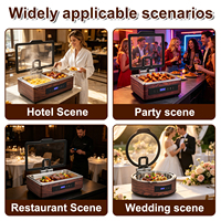 Moderner Elektrischer Speisenwärmer im Holzdesign, Chafing Dish Rund oder Rechteckig, Buffet-Server für Hotel, Bankett und Events
