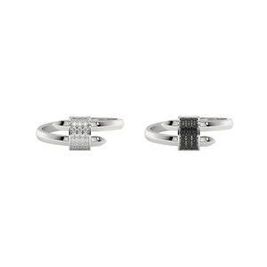 Bague Danta Gems Pivot Band contemporaine à double structure en argent sterling plaqué or blanc 18 carats avec accent de diamant de laboratoire créé - Product Image 1