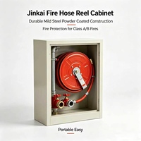 Armoire pour enrouleur de tuyau d'incendie Jinkai - Construction robuste en acier doux thermolaqué, protection incendie, portable, flexible et facile à utiliser
