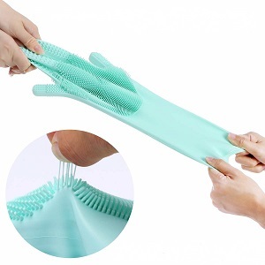 <span class=keywords><strong>Gants</strong></span> de nettoyage magiques <span class=keywords><strong>en</strong></span> caoutchouc pour la vaisselle, 1 paire, étanches, <span class=keywords><strong>en</strong></span> silicone - Product Image 4