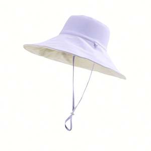 Sombrero de Pescador Reversible de Ala Ancha 100% Algodón Nuevo, Visera de Sol Personalizada para Mujer, para Uso Diario, con Logotipo Metálico, para Pesca y Viajes - Product Image 3