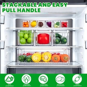 10 Pack Fridge Organizer, Stackable Refrigerator Bins with Lids, Drinks, Vegetable <strong>Storage</strong> <strong>Kitchen</strong> Transparent - Product Image 3