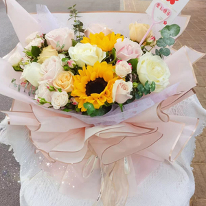 <span class=keywords><strong>Papier</strong></span> d'emballage pour fleurs, design bord doré, cadre plastique imperméable, vente en gros, cadeau pour emballage de bouquets floraux personnalisés - Product Image 3