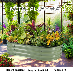 Scatole di fioriere in metallo zincato facilmente assemblate aiuole rialzate da giardino fiori di ortaggi Design per vivaio di piante paesaggistiche all'aperto - Product Image 3