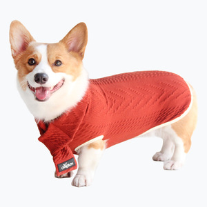 Suéter para Perro Corgi, Color Borgoña Gris, Tejido, Cálido, Ropa de Invierno para Perros Pequeños, Estilo Retro - Product Image 5