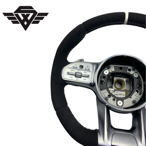 <span class=keywords><strong>Volant</strong></span> de <span class=keywords><strong>voiture</strong></span> sport en Alcantara avec boutons argentés pour <span class=keywords><strong>Mercedes</strong></span> Benz 809 W212 W213 W167 W166 Classe E, mise à niveau personnalisée - Product Image 2