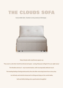 TCX Minimalist Fabric <b>Sofa</b> Bed One Seat Tufted Back Armless Wood <b>Legs</b> Living Room Furniture with Storage and Foam Filling - Product Image 3