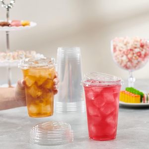 Gobelets en plastique jetables écologiques personnalisés de qualité alimentaire 12/14/16/18/20/24oz en PET transparent avec couvercles pour boissons froides, café glacé - Product Image 4