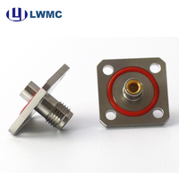 Connecteur femelle SMA plaqué or LWMC à souder pour câble semi-flexible et semi-rigide de 0,086 pouce, montage sur bride à 4 trous (IP67), corps en SUS303