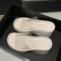 Sandales compensées transparentes à plateforme pour femmes, talon haut, semelle épaisse, à enfiler, pour la plage, nouvelle collection décontractée été 2026