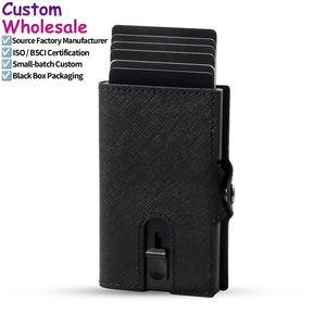 Porte-cartes fin en cuir Saffiano avec gravure laser du logo, protection RFID, doublure en aluminium, nouveau style tendance, Geldbeutel Herren - Product Image 1