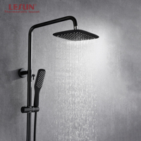 Robinet de baignoire thermostatique apparent noir mat au design moderne à poignée unique LESUN, ensemble de douche de salle de bain, garantie 5 ans