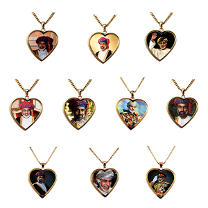 Colliers avec photo de souverain omanais, pendentifs plaqués or Oman, style ethnique, bijoux personnalisés avec portrait pour souvenirs, vente en gros - Product Image 5