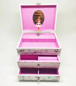 الرقص صندوق بأدراج آلية الأطفال الأميرة راقصة الباليه مربع الموسيقية المجوهرات هدية صندوق تشغيل الموسيقى