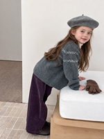 Cardigan en tricot pour enfants, col rond, boutons sur le devant, manches longues, motif floral, pour garçons et filles, vêtements d'extérieur chauds pour l'automne et l'hiver, 90-160cm