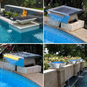 Outdoor Gas Water Feature Low Smoke Corten Steel <b>Fire</b> <b>Pit</b> and Water Bowl for Swimming Pool - Product Image 6
