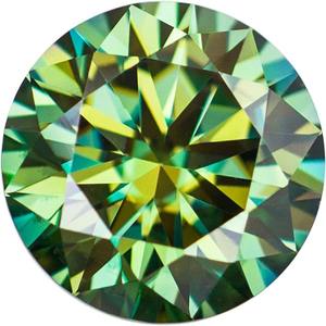 Piedras Sueltas de Moissanita Sintética (Creada en Laboratorio) Naturalmente Verdes, Claridad VVS1, Corte Redondo Excelente 3, para Joyería, con Certificado CAL - Product Image 1