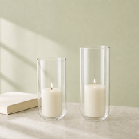 Support de bougie en verre à base lourde et fond arqué, coupe-vent en verre pour décoration intérieure esthétique