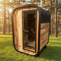 Sauna vapeur miniature extérieur avec poêle électrique, en cèdre rouge, pour 2 personnes, avec contrôle Wi-Fi et fenêtres en transom