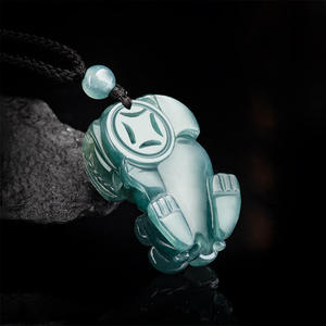 Pendentif en jadéite naturelle Pixiu, jade bleu eau, UNISEXE, besties mythiques, style chinois, cadeau avec certificat d'évaluation PX59 - Product Image 3