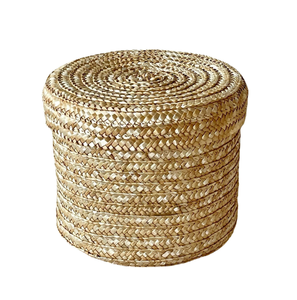 2025 nouveau tissé à la main <span class=keywords><strong>paille</strong></span> fête de mariage mariée demoiselle d'honneur deviner cadeau panier de rangement avec décor nœud papillon - Product Image 3