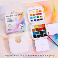 LISI Mini Kit de Pintura Portátil de 16 Colores, Set de Acuarelas de Viaje, Pinceles, Paleta y Lienzo de 2.5mL