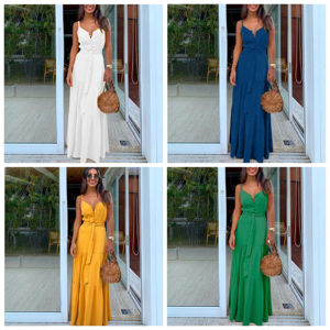 Nuevo Vestido Halter Acanalado de Moda para <span class=keywords><strong>Mujer</strong></span>, un Vestido Largo sin Espalda, Ajustado y que Realza la Figura - Product Image 3