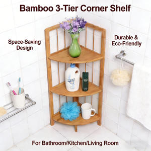Accesorios de Cocina de Bambú 100% Naturales y Económicos, Estante Esquinero de Bambú de 3 Niveles, Organizador de Almacenamiento de Madera para Baño y Hogar - Product Image 2