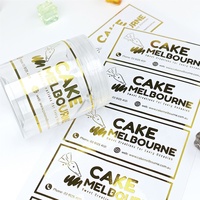 Autocollants transparents personnalisés en usine, imperméables, avec logo en feuille d'or, pour emballage alimentaire