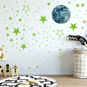 Home Decor Kids Room Decoração Adesivo Moon Star Luzes Luminosas Interruptor Adesivo Brilho Adesivos De Parede