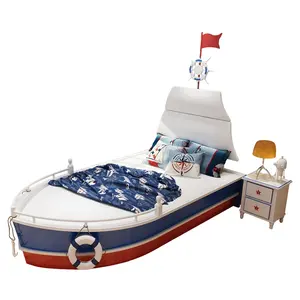 Tutto in legno massello letto per bambini con guardrail ragazzo letto singolo creativo barca nautica tipo 1.5m letto per bambini
