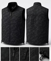 Gilet sans manches coupe-vent à col montant doublé polaire camouflage avec ourlet ajustable pour homme, idéal pour le quotidien en extérieur