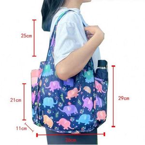 Sac fourre-tout extensible robuste, grand format, réutilisable, en polyester 210D, avec poche, pour les courses - Product Image 2