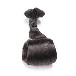 Extensions <span class=keywords><strong>de</strong></span> cheveux humains brésiliens bouclés doublement tirés, personnalisées en gros, type Fumi Pixie <span class=keywords><strong>Rose</strong></span>, tissage à la machine, couleur noir naturel - Product Image 1