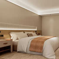 Ensemble de chambre d'hôtel XINDA, lit king size en bois massif moderne, mobilier d'hôtel boutique, utilisation commerciale durable