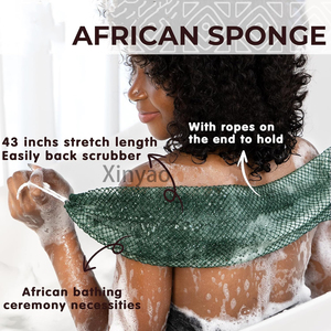 Custom Logo Nylon Shower Genuine African Exfoliating Net <strong>Sponge</strong> <strong>Bath</strong> <strong>Sponge</strong> with Knots Ropes Back Scrubber Exfoliation Washcloth - Product Image 2