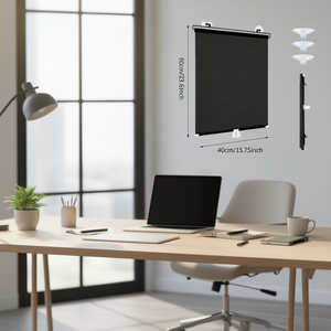 Stores enrouleurs occultants 15,75x23,6 po sans fil à ventouse pour fenêtre, idéal pour la maison, le bureau, les vitres, design minimaliste - Product Image 2