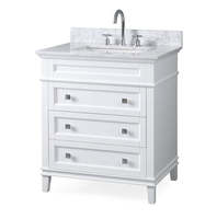 Vanité de salle de bain blanche de Offre Spéciale 30 pouces avec une seule pièce lavabo en céramique armoire de toilette de luxe