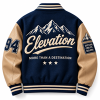 Veste universitaire OEM en mélange de laine coupe ample à manches raglan, broderie personnalisée, manches en cuir véritable, veste Letterman haut de gamme, fabrication en usine