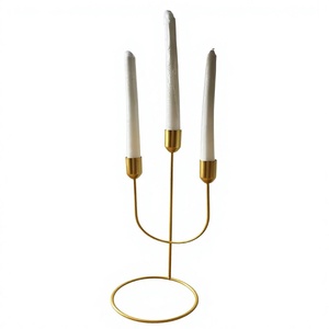 Portavelas de Metal de hierro forjado, portavelas decorativo para mesa, para fiesta, boda, comedor, portavelas cónico dorado - Product Image 1