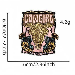 Western Patches Guangdong Chine Broderie Insigne Fer Sur Personnalisé Cowgirl Fer Sur Western Patches Chapeau Cowboy Pour Casquettes - Product Image 6