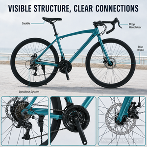 Vélo de route en alliage d'aluminium <span class=keywords><strong>Bridgestone</strong></span> 700C, double frein à disque, guidon de course - Product Image 3