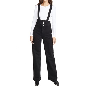 De color <span class=keywords><strong>negro</strong></span> de las mujeres pantalones vaqueros general pantalón de mezclilla <span class=keywords><strong>mono</strong></span> - Product Image 1