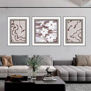 Dipinto Murale in Stile Wabi Sabi con Texture 3D in Pelle Goffrata, Decorazione Astratta Floreale per Camere d'Albergo - Product Image 1