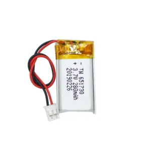 用于无人机的锂电池hw 652540p 37v 450 v超薄批发651730 280mAh锂聚合物锂离子电池用于智能手表