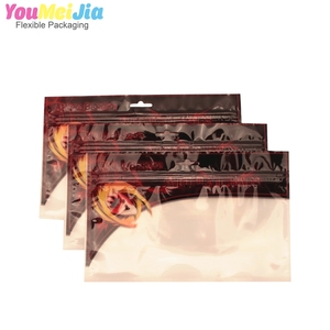 factory custom printed laminated plastic fishing soft worm bait bag with zip lock