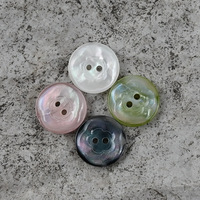 Kancing Resin Mutiara Bulat Hitam Putih Hijau Pink 2 Lubang 18L Dengan Desain Bunga di Sekelilingnya untuk Kemeja dan Sweater